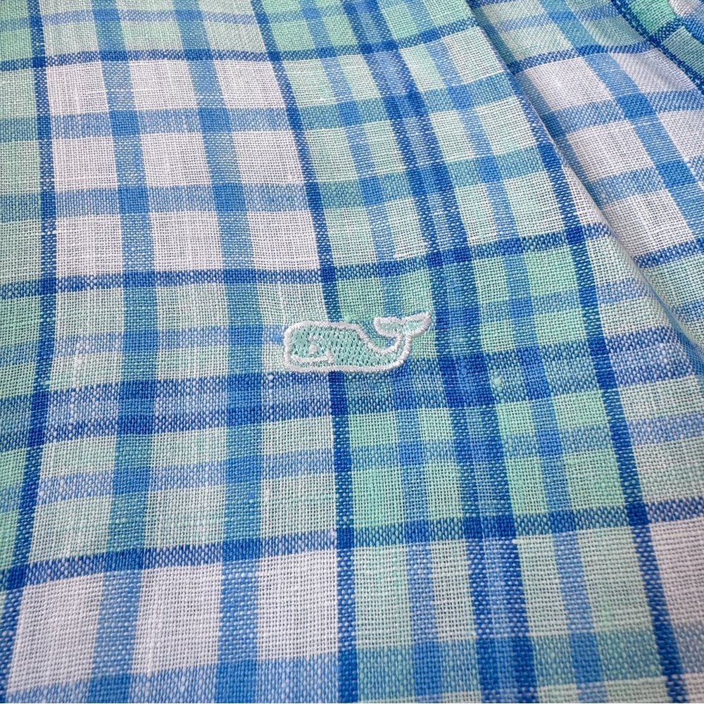 Vineyard Vines Linen Blue Plaid Shirt - Picture 4 of 5
